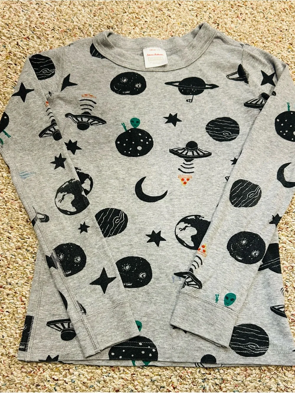 Hanna Andersson Gray Space Galaxy Print Long Sleeve Pajama Top
